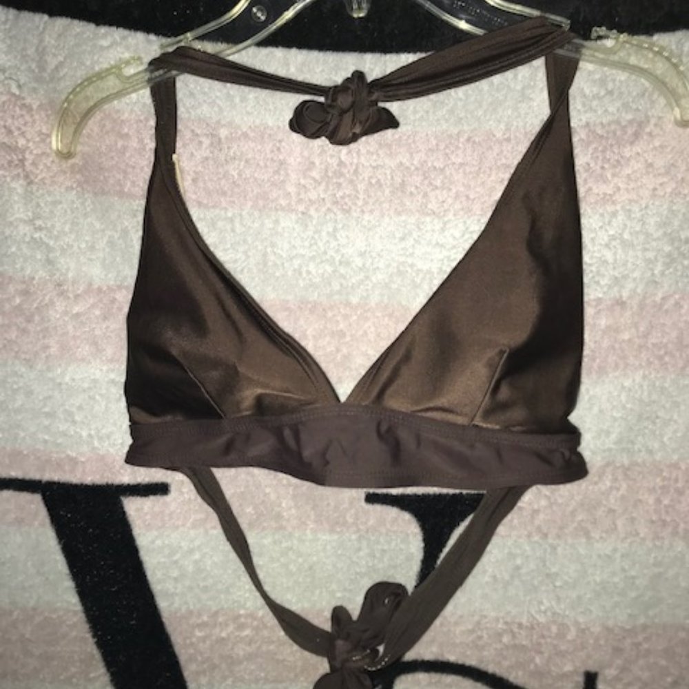 Marina West U.S.A. Brown Halter Bikini Top (only)